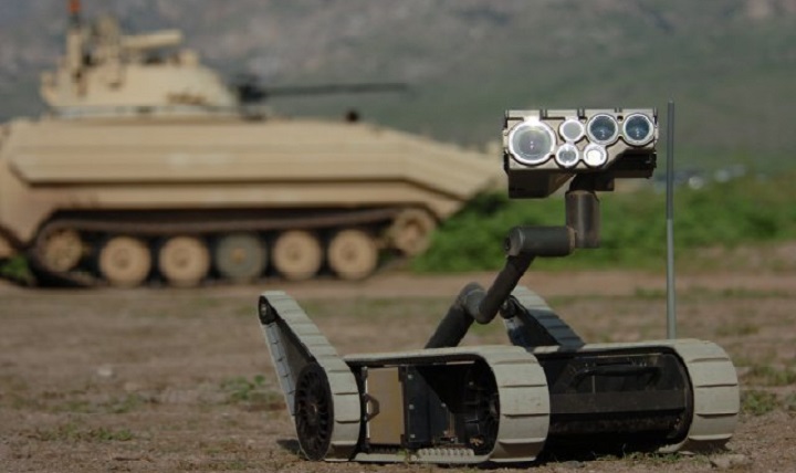 One day, unmanned vehicles, similar to but larger than this small unmanned ground vehicle, may roll onto battlefields to rescue injured Soldiers, said the commander of the Army Medical Department Center and School. (U.S. Army photo by Stephen Baack)