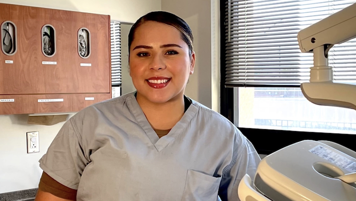 Hospitalman Ariel Sherwood, from Saint Paul, Minn., represents the versatile and multi-talented aspect of dental assistants as Naval Medical Center San Diego (NMCSD) celebrates Dental Assistant Recognition Week, March 3-9. (Photo: Marcelo Calero)