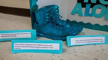 Picture of military boots painted blue