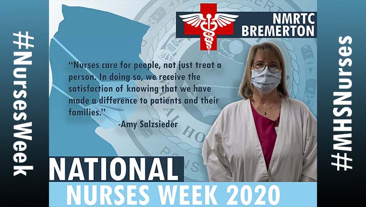 image of nurse Amy Salzieder, with the statement "Nurses care for people, not just treat a person. In doing so, we receive the satisfaction of knowing that we have made a difference to patients and their families."