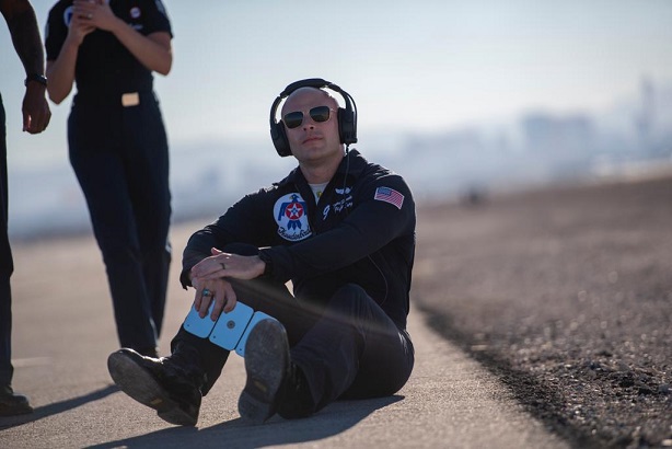 Image of U.S. Air Force Capt. (Dr.) Travis Grindstaff at Nellis Aviation National air show.