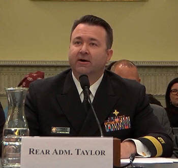 Rear Admiral Brandon Taylor of the U.S. Public Health Service Commissioned Corps, the director of DHA Public Health, testifies at a hearing. (Photo: Courtesy Photo)