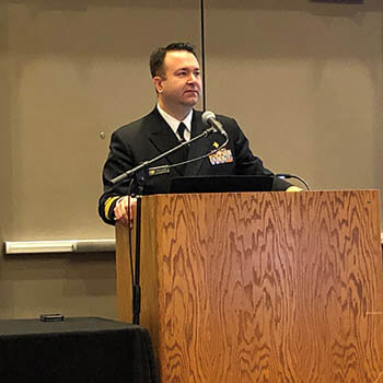 Rear Admiral Brandon Taylor, the director of Public Health for DHA, speaks at a recent meeting. Taylor has been with the U.S. Public Health Commissioned Corps for more than 24 years. (Photo: Courtesy Photo)