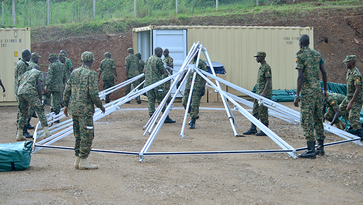 Military personnel providing equipment under the The African Peacekeeping Rapid Response Partnership