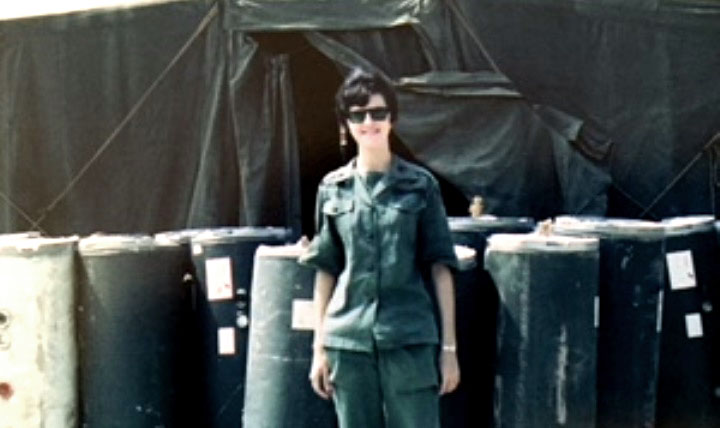 A 1968 photo of Pat (Thomson) Upah in Vietnam at the 95th Evacuation Hospital, Da Nang, which she helped to stand up. (Photo courtesy of Pat Upah)