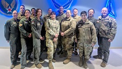 Aeromedical nurse practitioners with the 964th Airborne Air Control Squadron, attend the Global Medicine Symposium