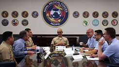 Naval Medical Forces Pacific (NMFP) leaders host a delegation from the German military health care system led by German Army Maj. Gen. Hans-Ulrich Holtherm, commandant of the Bundeswehr Medical Academy