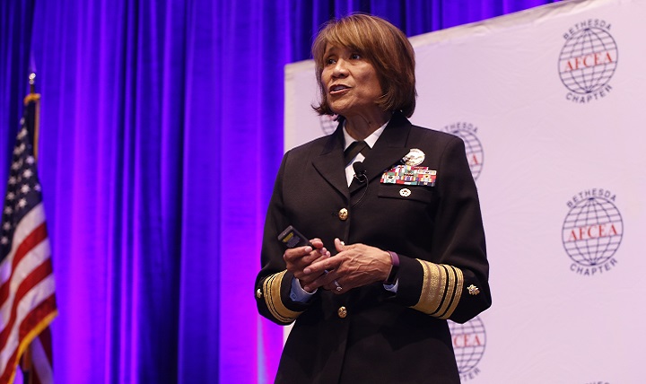 Navy Vice Adm. Raquel Bono, director of the Defense Health Agency, said military members have to be ready to go anywhere in the world on short notice. To help solve the complexity of care with that readiness aspect, Bono pointed to the Military Health System’s new electronic health record, MHS GENESIS, as key to helping conversations between doctors and patients, no matter where people are. (Courtesy photo)