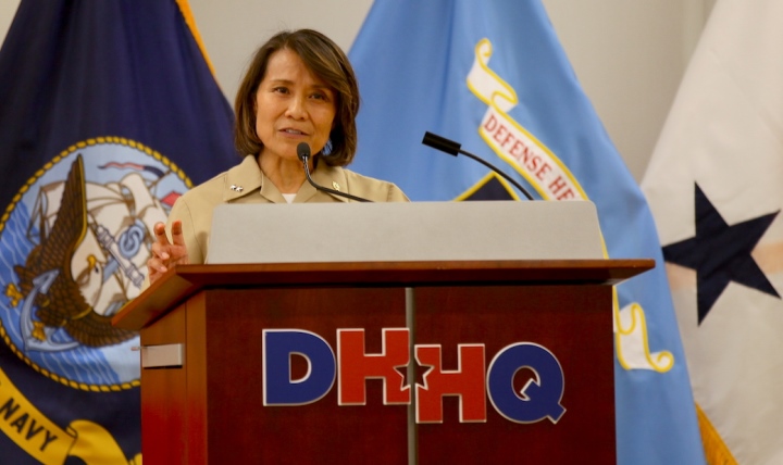 Rear Adm. Raquel Bono serves as director of the Defense Health Agency’s National Capital Region Medical Directorate and the 11th chief of the Navy Medical Corps. On May 27 at Defense Health Headquarters, Bono served as guest speaker in commemoration of Asian Pacific American Heritage month.