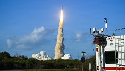 A rocket being launched in the air