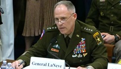 Acting Army Vice Chief of Staff Gen. Christopher C. LaNeve testifies before the House Armed Services Committee's readiness subcommittee