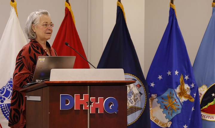 Dr. Karen Guice, acting assistant secretary of Defense for Health Affairs, addressed attendees on the second day of the 2016 Defense Centers of Excellence for Psychological Health and Traumatic Brain Injury (TBI) Summit Sept. 14, 2016. 