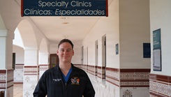 Hospital Corpsman 2nd Class Nicholas Krupp, a native of Laplace, Louisiana, is assigned to Navy Medicine Readiness and Training Command Rota, where he serves as an orthopedic technician, providing specialized musculoskeletal care to active duty Sailors and Marines, as well as retirees and beneficiaries, in support of injury treatment, rehabilitation and operational readiness.