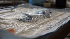 Vials of the flu vaccine 