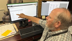 Thomas Ball, the Fort Knox Logistics Readiness Center Supply and Services Division chief, works within the new Web Compliance Assistance and Sustainment System-Enterprise (WEBCASS-E) Hazardous Material Inventory Database (HMID) system