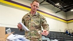Volunteering to help out during a blood donor event held in tandem with Cadet Summer Training 2025
