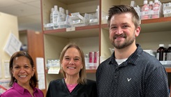 Defense Health Agency employees at Munson Army Health Center, from right, Dr. Jarrod Miller, Christina Puppolo and Vielka Asbury