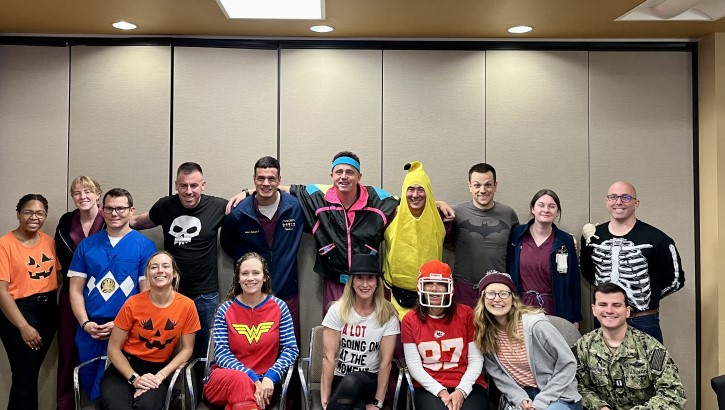 NMCSD Pediatric residents celebrate Halloween Morning Rounds.