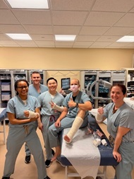 Transitional Year residents practice casting in the Orthopedic Surgery Department's Cast Room