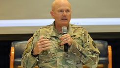 Col. Warren Stewart, commander of Landstuhl Regional Medical Center, spoke to LRMC personnel during the annual Suicide Prevention and Awareness month luncheon