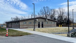 The exterior of a newly constructed 5,000-square-foot facility at Logistical Support Area Baker