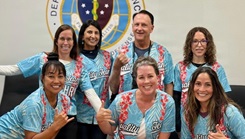 Pictured here from the Medical Affairs team, (from left to right) front row: Ke’ala Kiakona, credentialing and privileging lead; Amy Brender, patient safety lead; and Suny Crete, accreditation and compliance lead. Back row: Jennifer Whitton, healthcare risk management lead; Seema Singh, epidemiologist and lead infection preventionist; Dr. John Reardon, quality management; and Dr. Megan Kloetzel, deputy assistant director for clinical quality management.