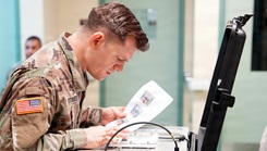 U.S. Army Staff Sgt. Jason Stokes, of Fort Campbell, Ky., an instructor with the Animal Health Branch, Division of Veterinary Science, U.S. Army Medical Department Center and School, participated in a usability test of the Rugged Ozone Sterilization System Model M1 (ROSS M1). 