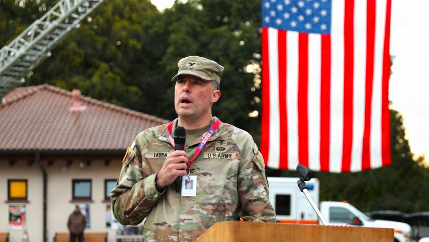 Photo of U.S. Army Col. Christian Labra speaking