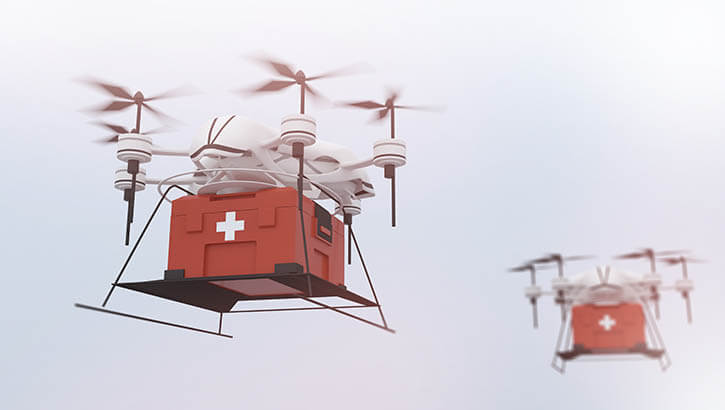 Drones carrying fresh blood products to wounded troops on the front lines may be critical for military medicine in a conflict against a "near-peer" adversary.