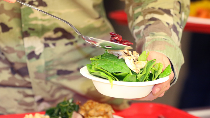 Soldier eating healthy