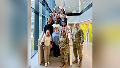 U.S. Army Health Clinic Ansbach leaders and host nation medical partners from Germany, the Netherlands, and Ireland gather for a group photo during the Host Nation Day
