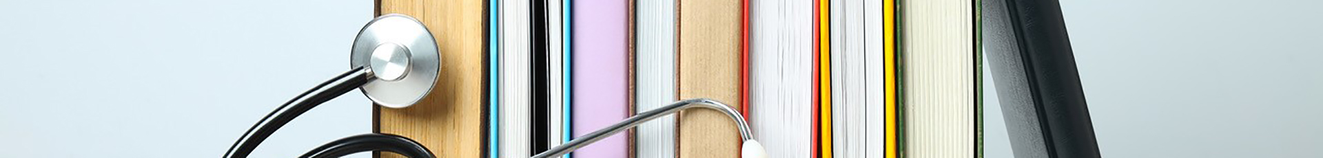 image of medical books and a stethoscope