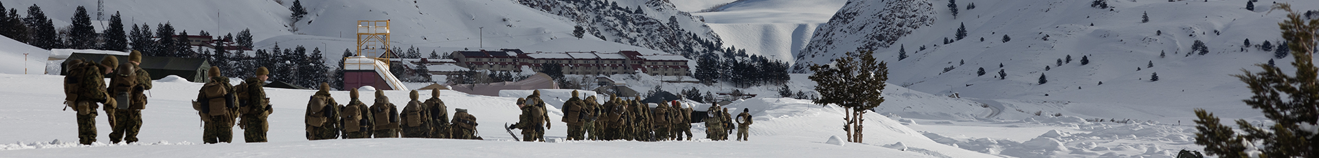"U.S. Marines with 2d Battalion, 8th Marine Regiment, 2d Marine Division, conduct a snowshoe and trailbreaking familiarization hike during Mountain Warfare Training Exercise 2-23 on Marine Corps Mountain Warfare Training Center, Bridgeport, California, Jan. 17, 2023. MTX prepares units to survive and conduct extended operations in mountainous terrain during the winter. (U.S. Marine Corps photo by Lance Cpl. Ryan Ramsammy)"