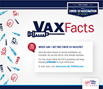 Image called "VAX Facts," describing when each group can register to get the vaccine.
