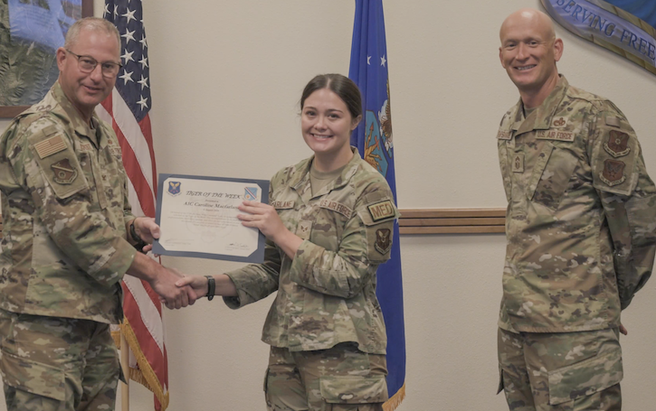 U.S. Air Force Senior Airman Caroline Macfarlane provides patient care and coordinates medical evaluations for Airmen to ensure they remain medically qualified to safely execute their missions.