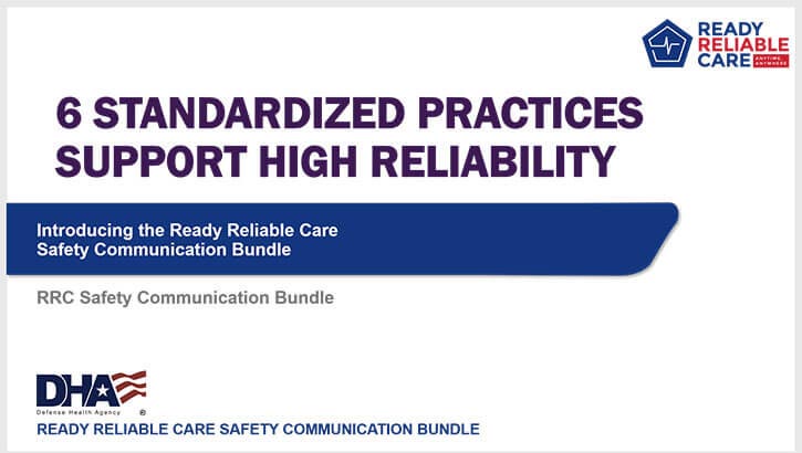 Link to Video: Still of the 6 Standardized Practices Support High Reliability video