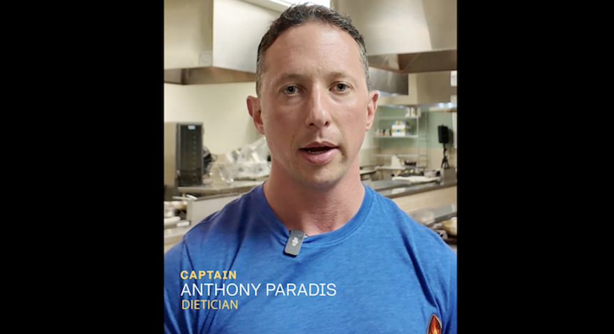 During a hands-on cooking class, U.S. Army Capt. Anthony P. Paradis, a performance dietitian with the 8th Medical Brigade, teaches Soldiers how to prepare nutritious meals and make informed dietary choices. The instruction provides practical skills Soldiers can use at home and share with members of their units.