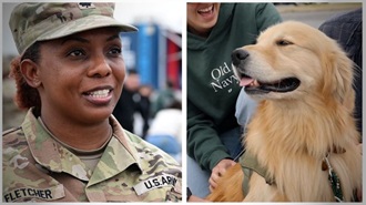 Link to Video: Military personnel and an emotional support dog